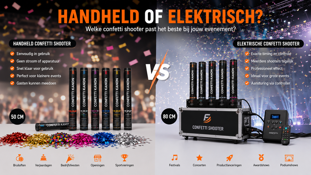 Handheld vs elektrische confetti shooters: welke past het beste bij jouw evenement?
